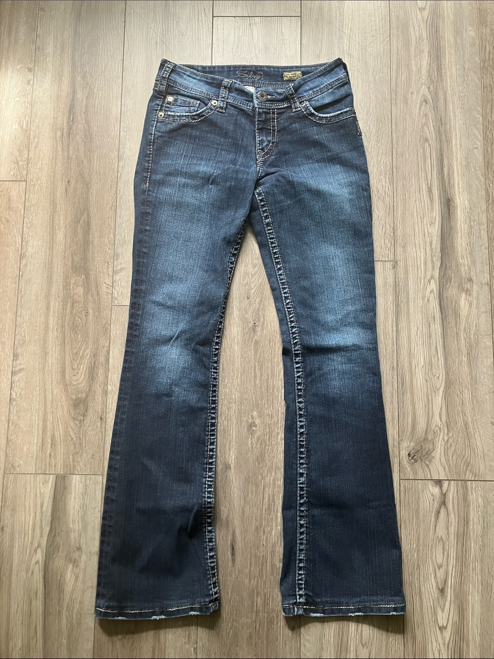 Silver Jeans Suki Surplus Bootcut Mid Rise Dark Wash Denim Pants Women’s W27 L34